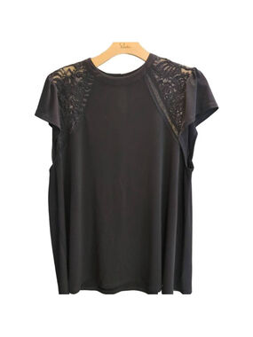 Torrid Women's Lace Flutter Sleeve Crewneck Blouse Black 4x